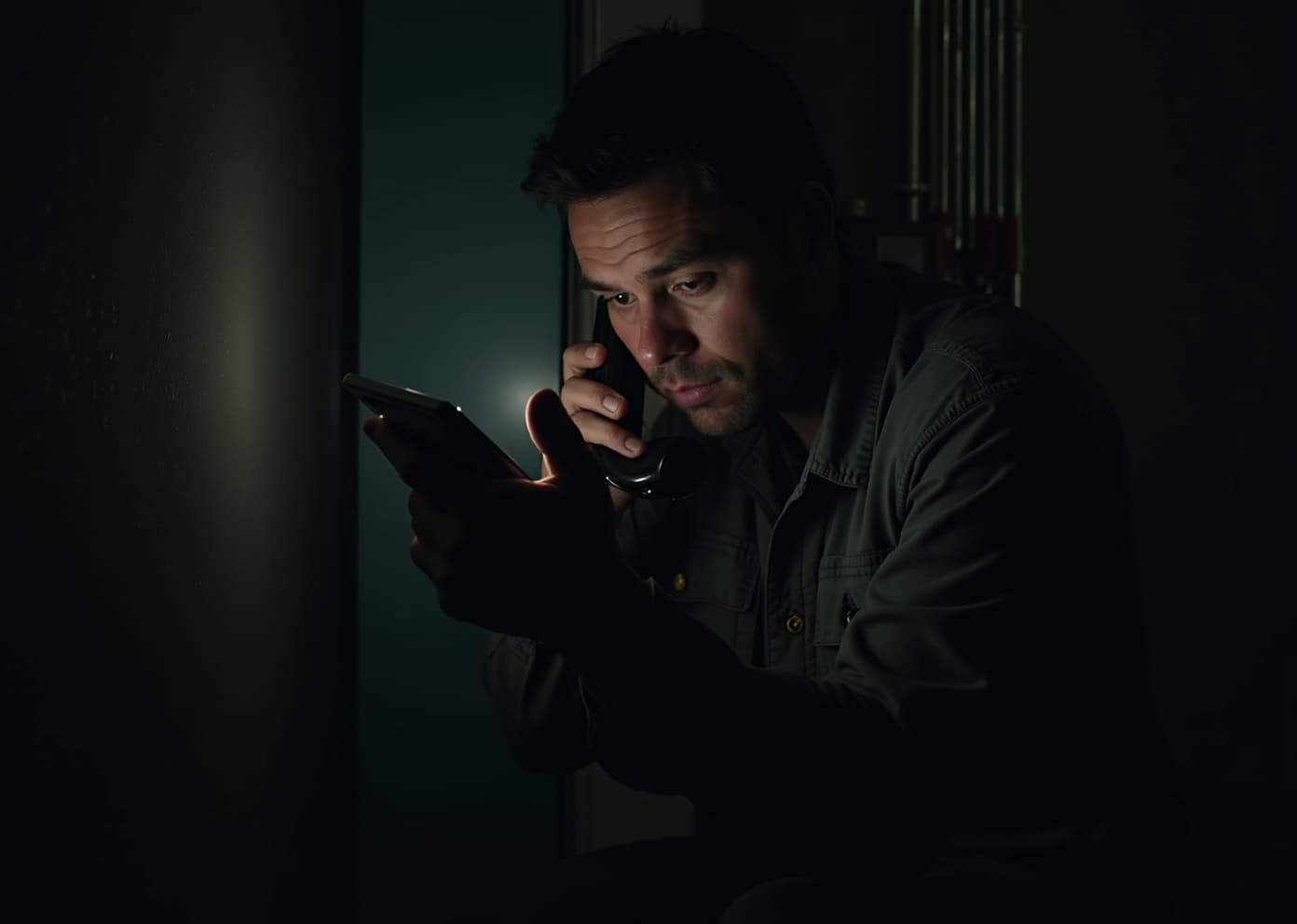 A field technician using a voice assistant at an electrical panel